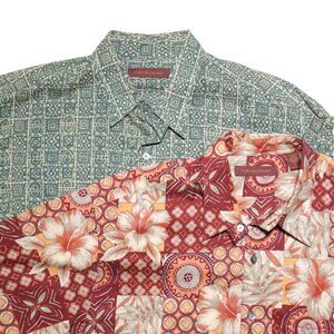 Tori Richard Shirt Mens Large 2 Lot Short Sleeve Button Up Aloha Cotton Lawn USA